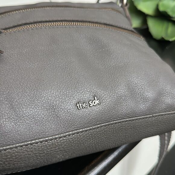 Gray Leather Crossbody Bag - Picture 7 of 9